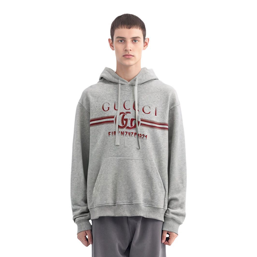 Gucci Firenze 1921 Logo Hoodie in Gray Size US XL / EU 56 / 4 - 6 Thumbnail