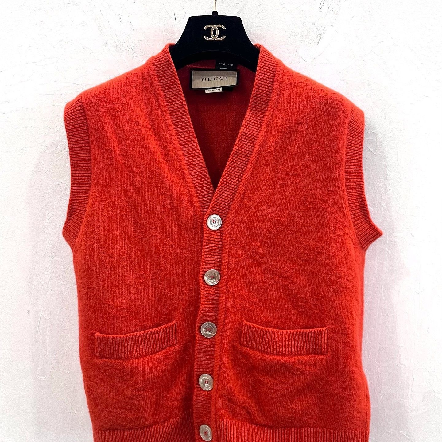 Gucci Orange Knit Vest with GG Pattern Size US XS / EU 42 / 0 - 6 Thumbnail