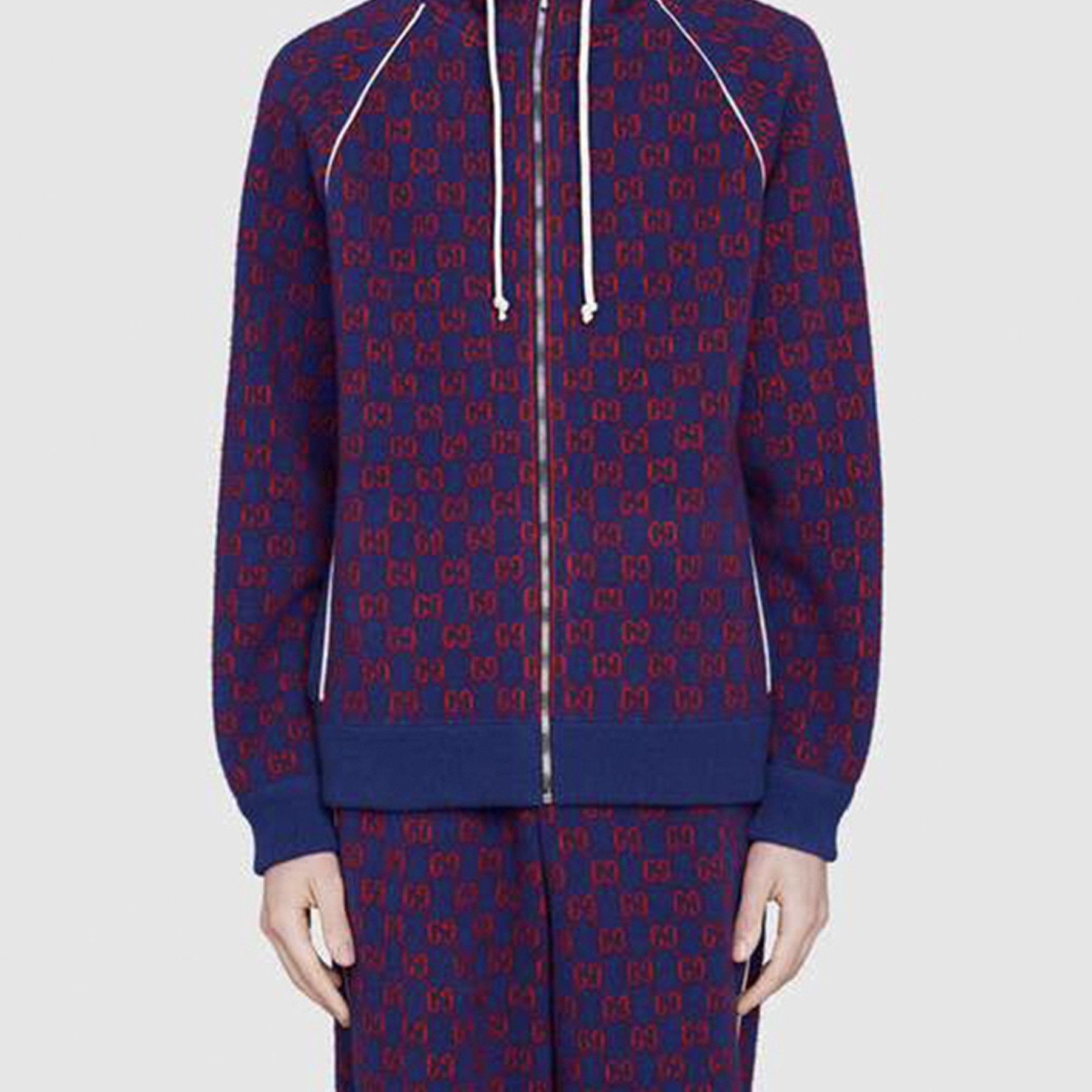 Gucci GG Jacquard Zip Hoodie in Blue Size US M / EU 48-50 / 2 - 9 Thumbnail