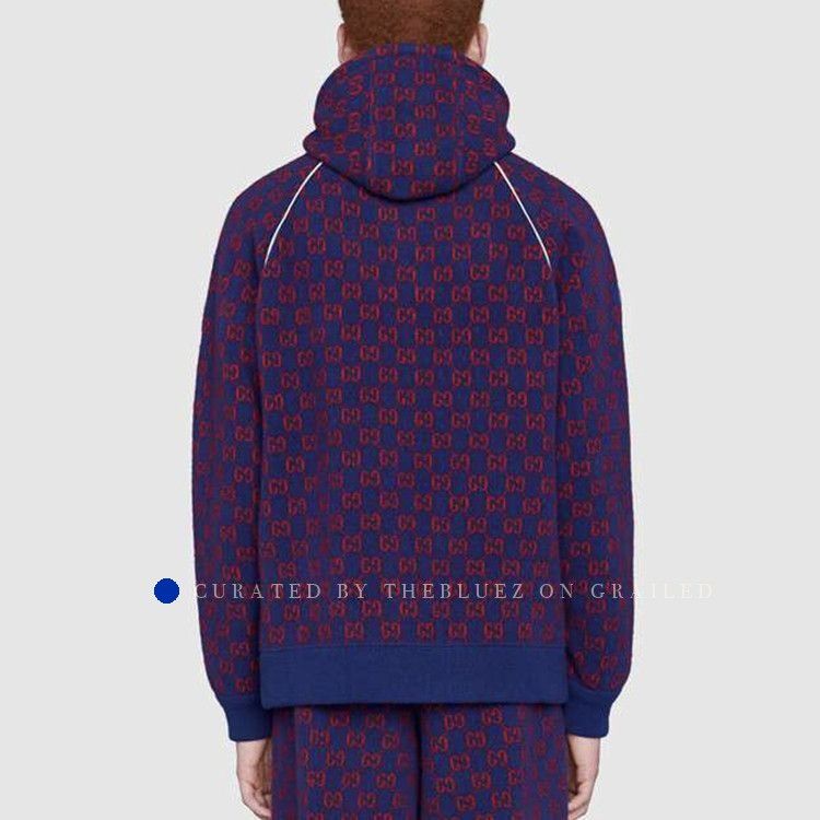 Gucci GG Jacquard Zip Hoodie in Blue Size US M / EU 48-50 / 2 - 8 Thumbnail
