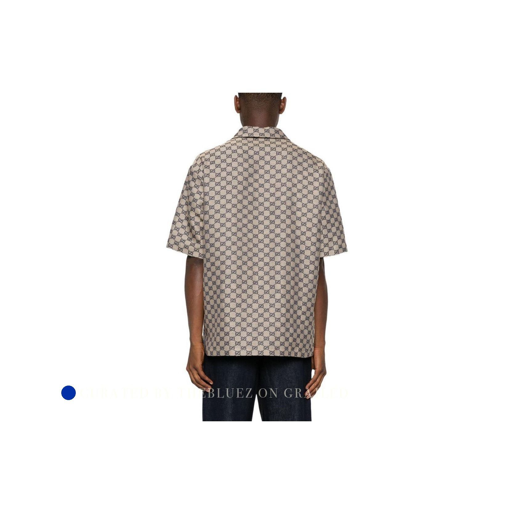Gucci Logo Print Short Sleeve Shirt in Beige Size US L / EU 52-54 / 3 - 8 Thumbnail