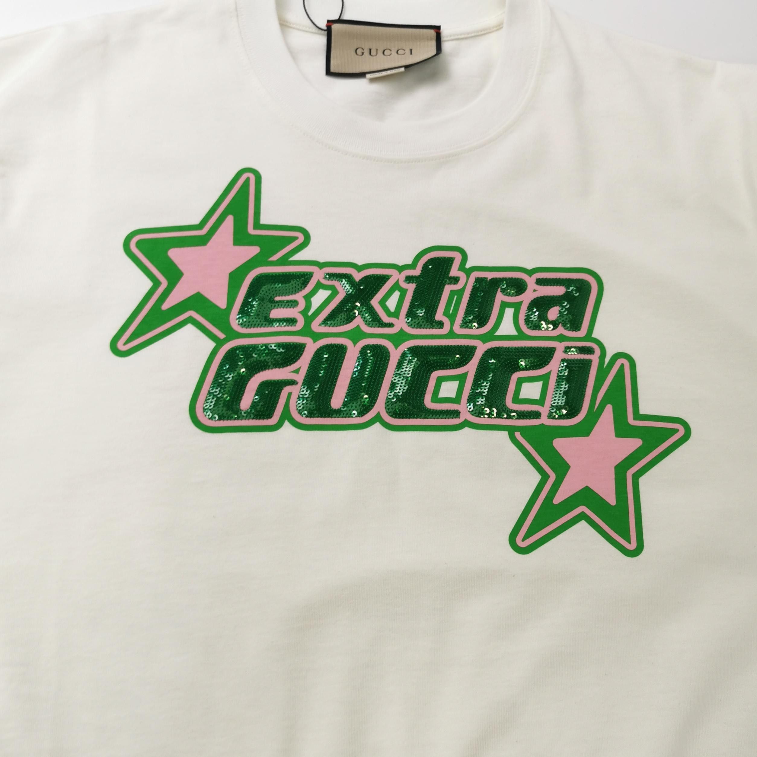 Gucci Extra Logo Star T-Shirt in White Size US XS / EU 42 / 0 - 3 Thumbnail