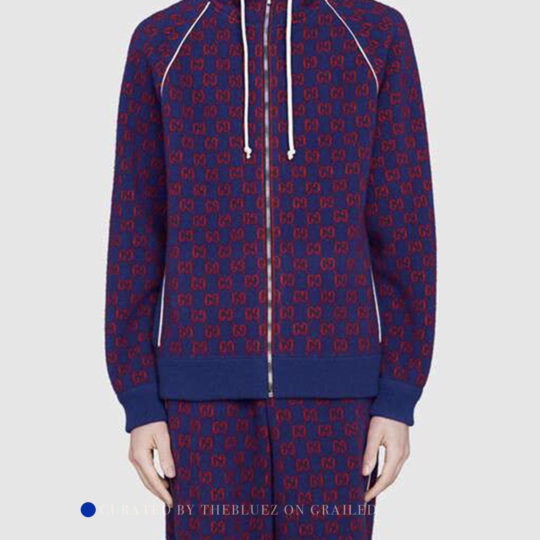 Gucci Monogram Wool Cashmere Hoodie in Blue Size US M / EU 48-50 / 2 - 8 Thumbnail