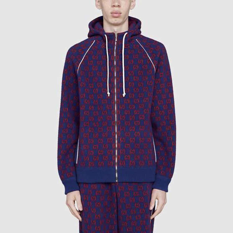 Gucci Monogram Wool Cashmere Hoodie in Blue Size US M / EU 48-50 / 2 - 6 Thumbnail