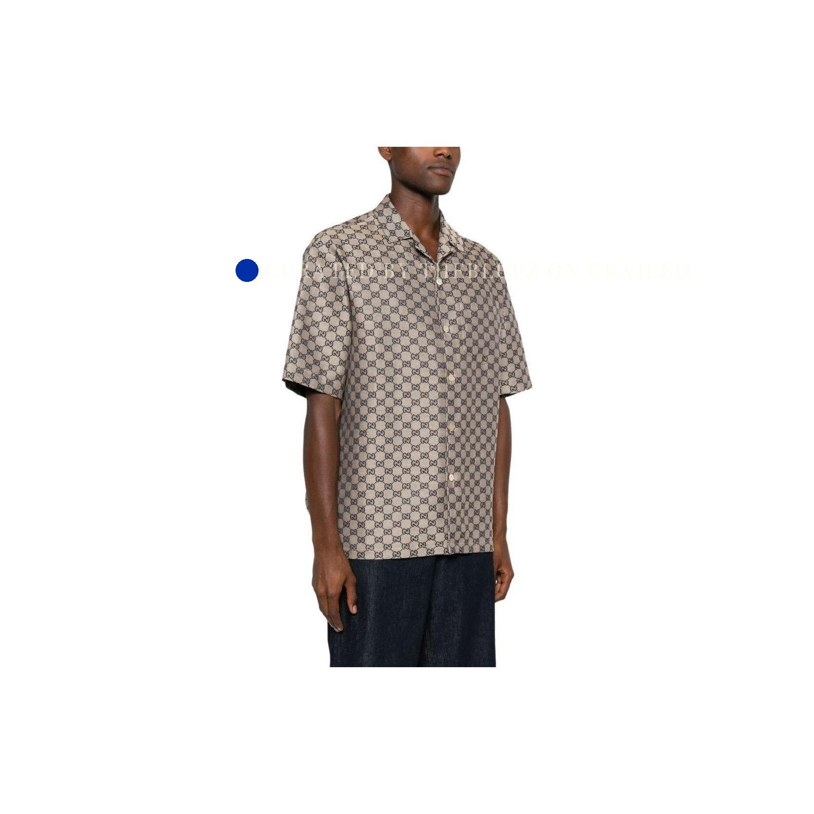 Gucci GG Logo Print Button-Up Shirt in Beige Size US L / EU 52-54 / 3 - 8 Thumbnail