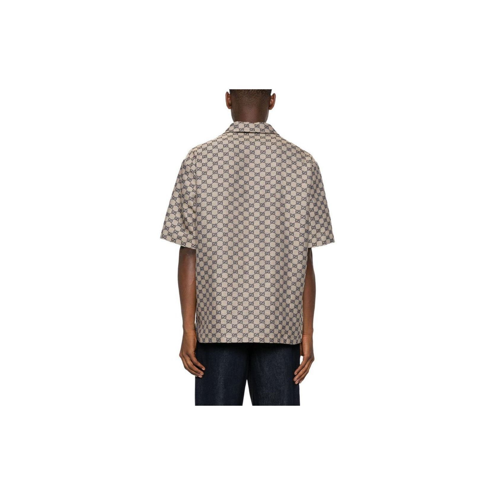 Gucci GG Logo Print Button-Up Shirt in Beige Size US L / EU 52-54 / 3 - 7 Thumbnail
