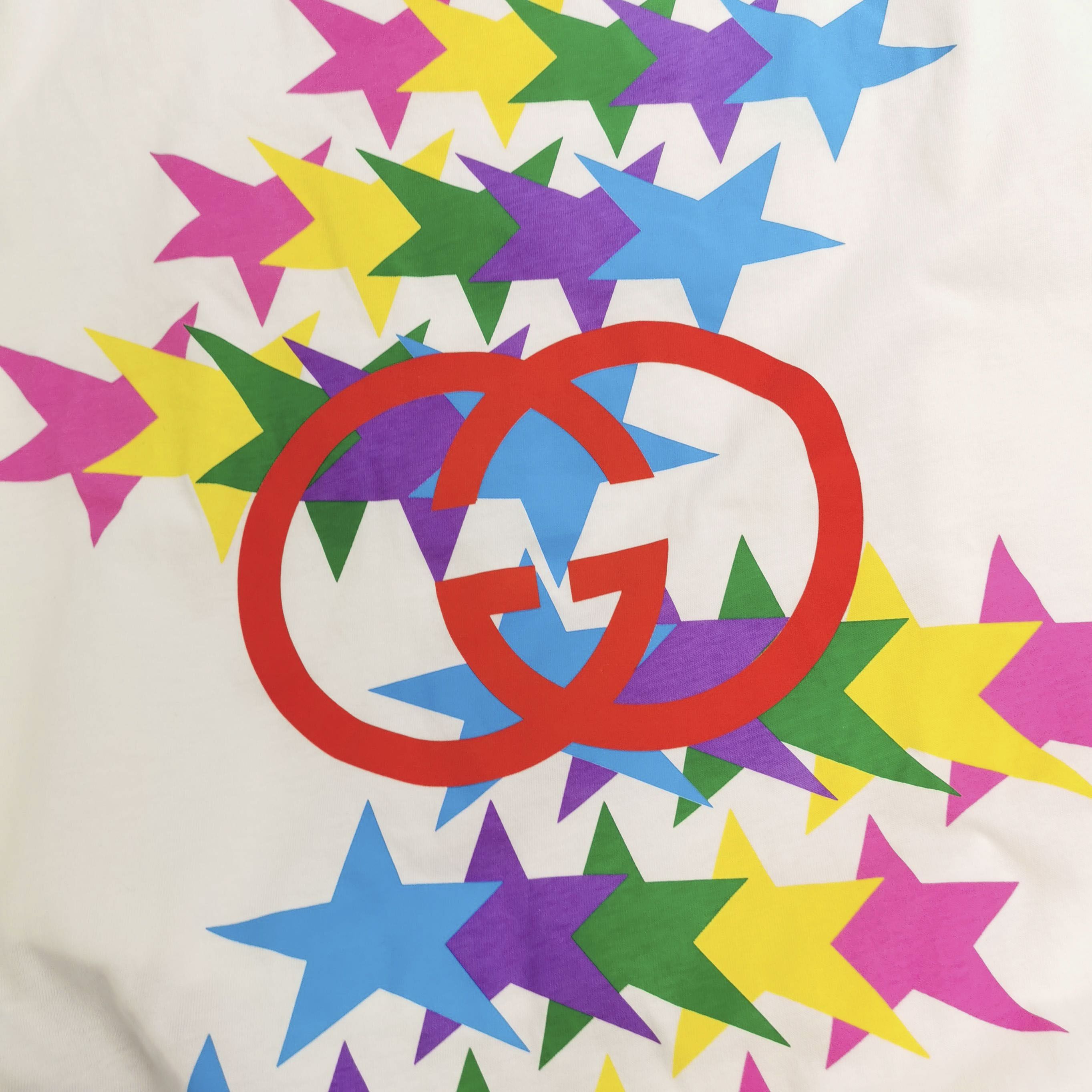 Gucci Multi-Color Star Print T-Shirt in White Size US M / EU 48-50 / 2 - 3 Thumbnail