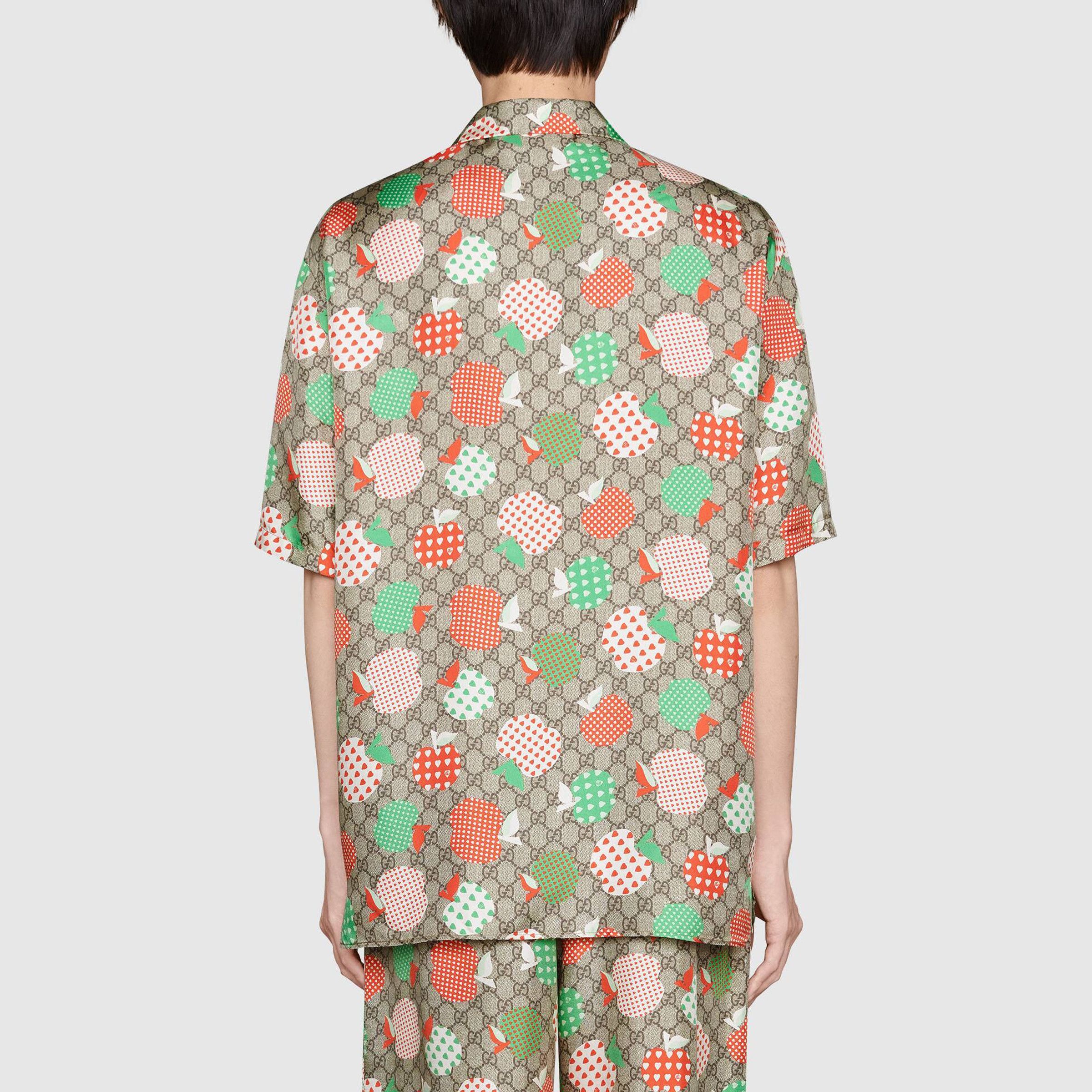 Gucci Vibrant Apple Print Silk Button-Up Shirt Size US S / EU 44-46 / 1 - 10 Thumbnail