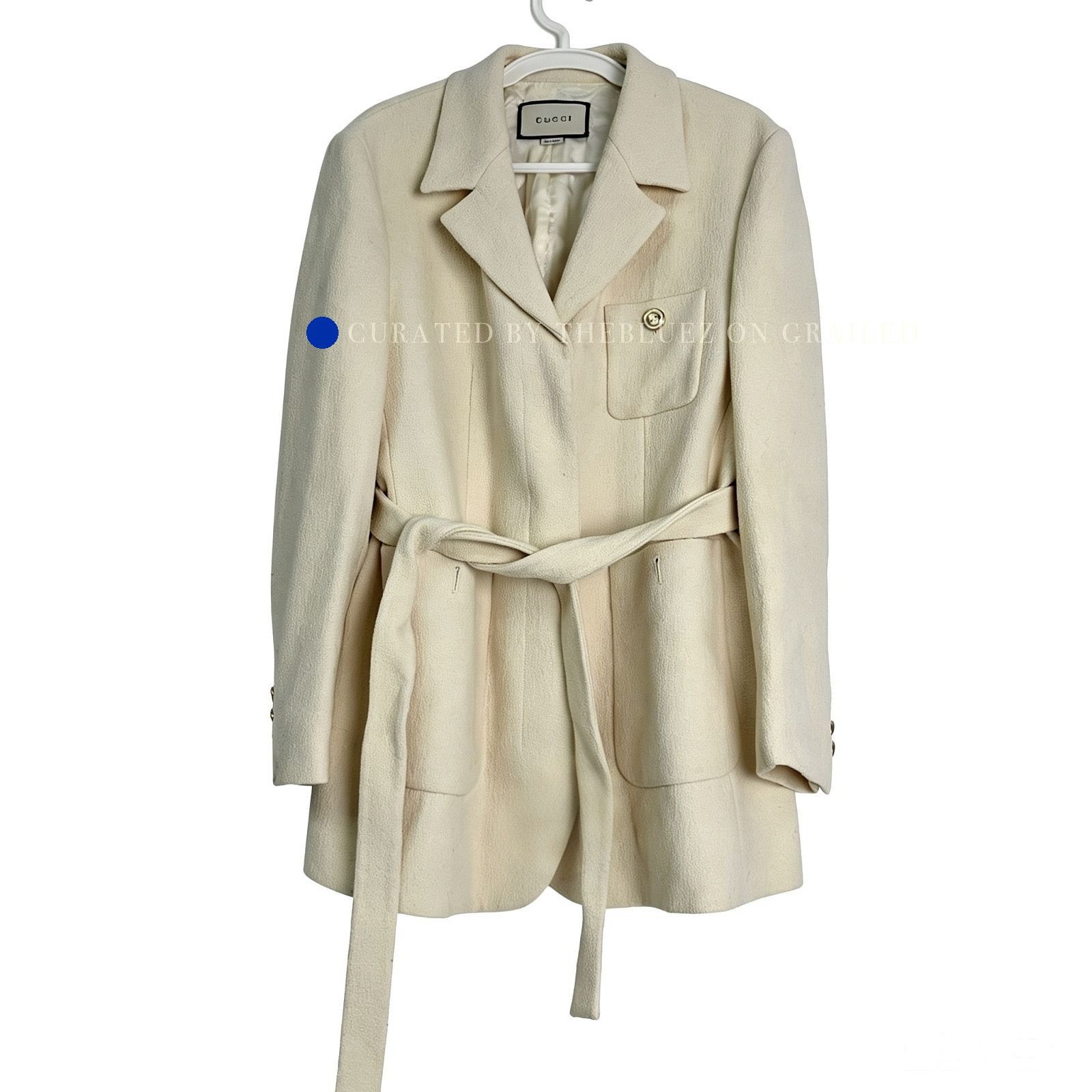 Gucci Beige Wool Belted Jacket in Size M Size US M / EU 48-50 / 2 - 5 Thumbnail