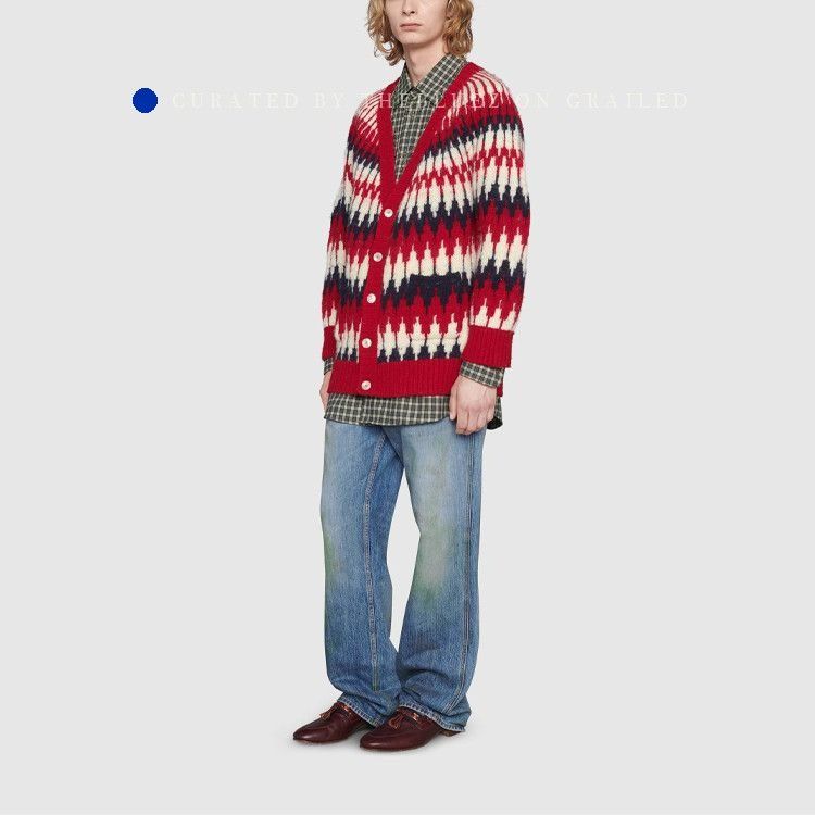 Gucci Red Jacquard Wool Cardigan in Size S Size US S / EU 44-46 / 1 - 6 Thumbnail