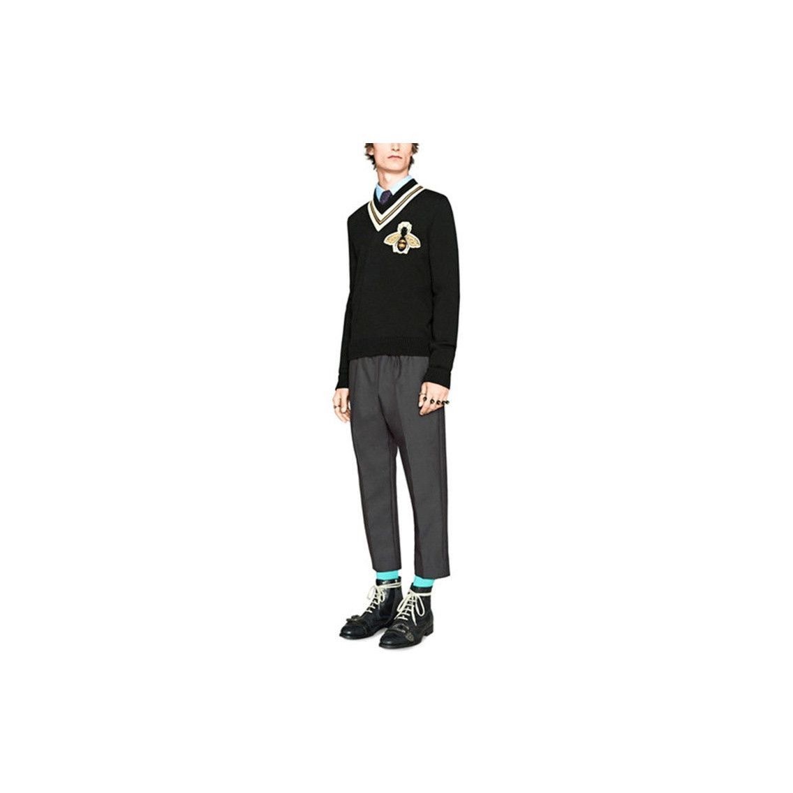Gucci V-Neck Sweater with Bee Embroidery Size US M / EU 48-50 / 2 - 6 Thumbnail