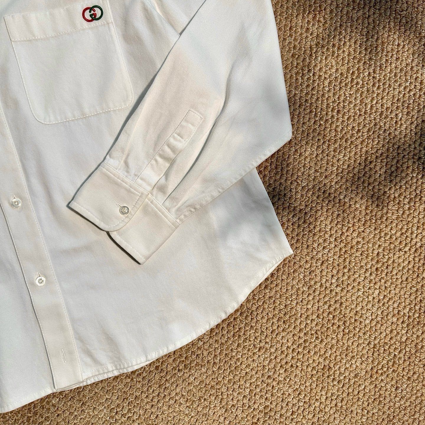 Gucci Classic White Web Collar Button-Up Shirt Size US M / EU 48-50 / 2 - 5 Thumbnail