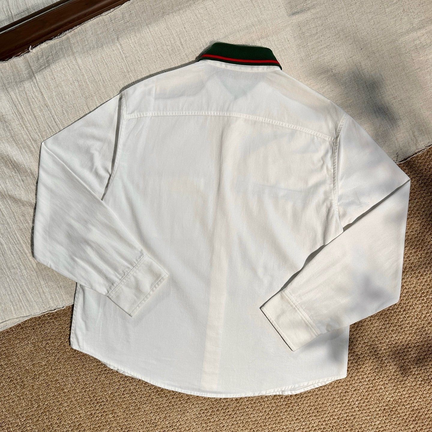 Gucci Classic White Web Collar Button-Up Shirt Size US M / EU 48-50 / 2 - 2 Thumbnail