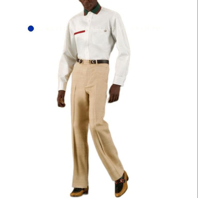 Gucci Classic White Web Collar Button-Up Shirt Size US M / EU 48-50 / 2 - 10 Thumbnail