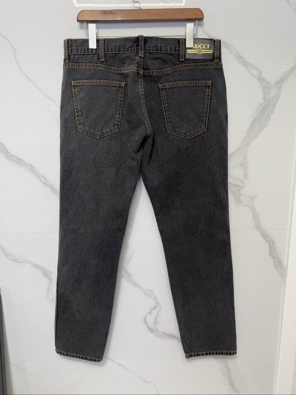 Gucci Black Embroidered Denim Jeans Size 36 Size US 36 / EU 52 - 2 Thumbnail
