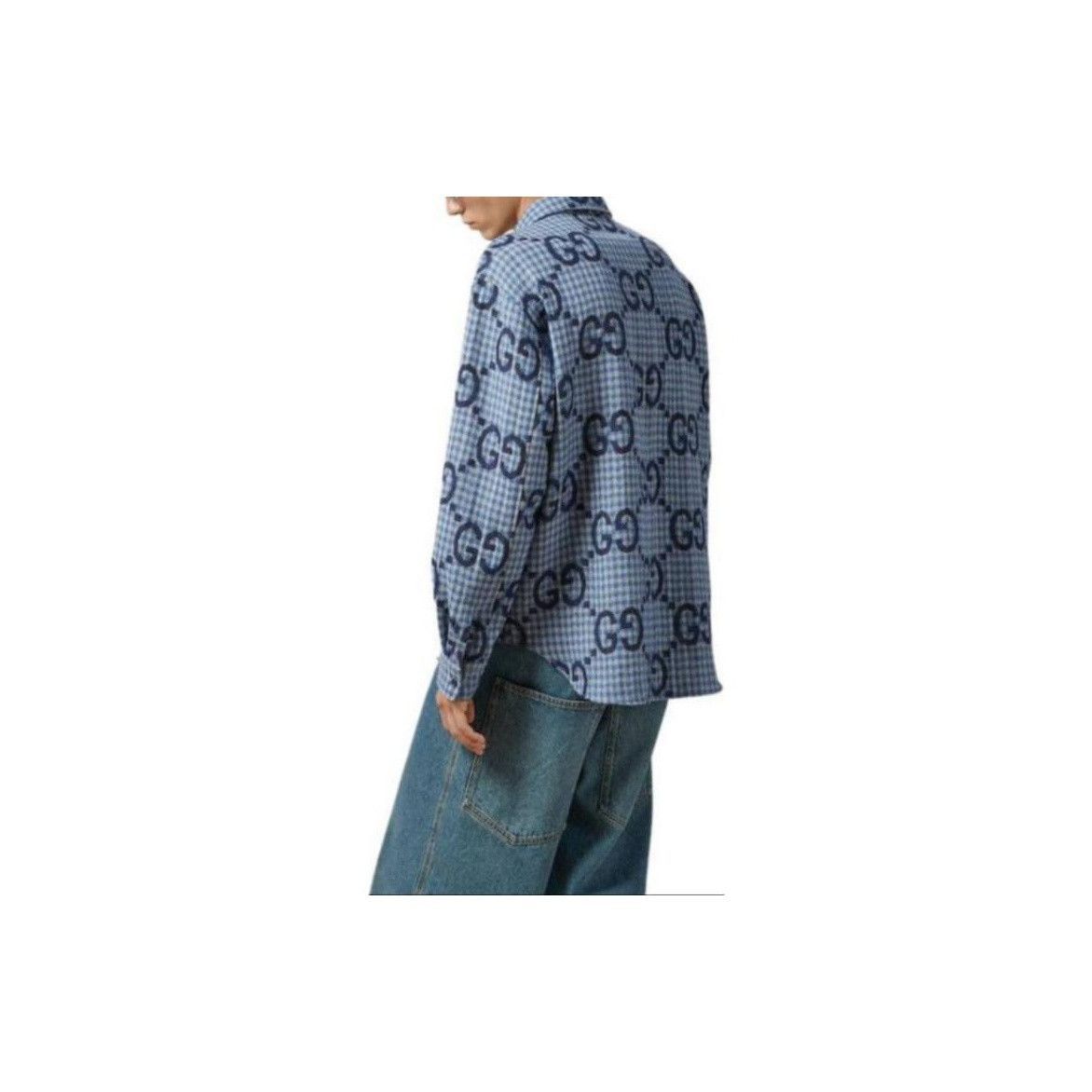 Gucci GG Logo Wool Shirt in Blue Size US M / EU 48-50 / 2 - 9 Thumbnail