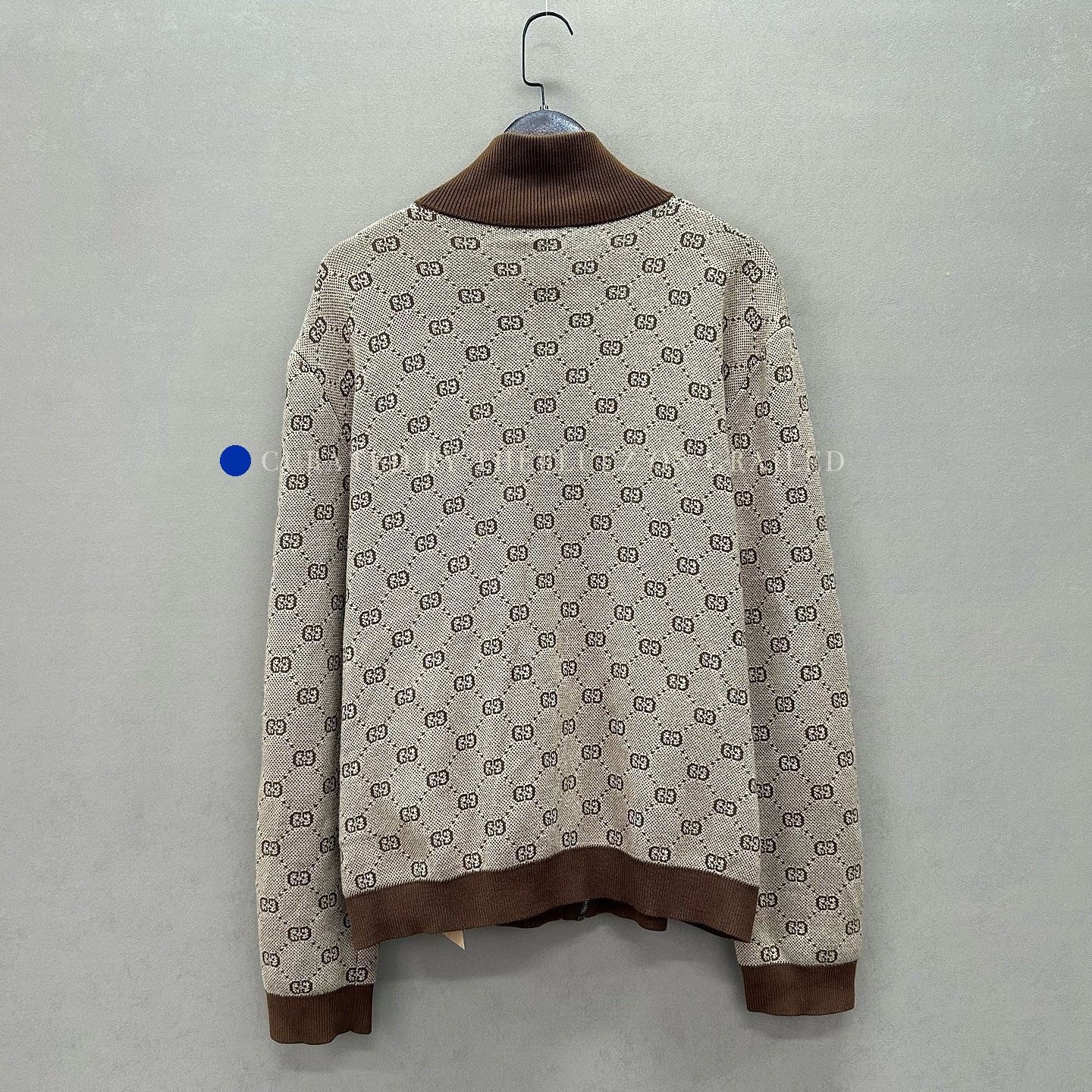 Gucci Brown Knit Zip Jacket with GG Monogram Size US XL / EU 56 / 4 - 2 Thumbnail