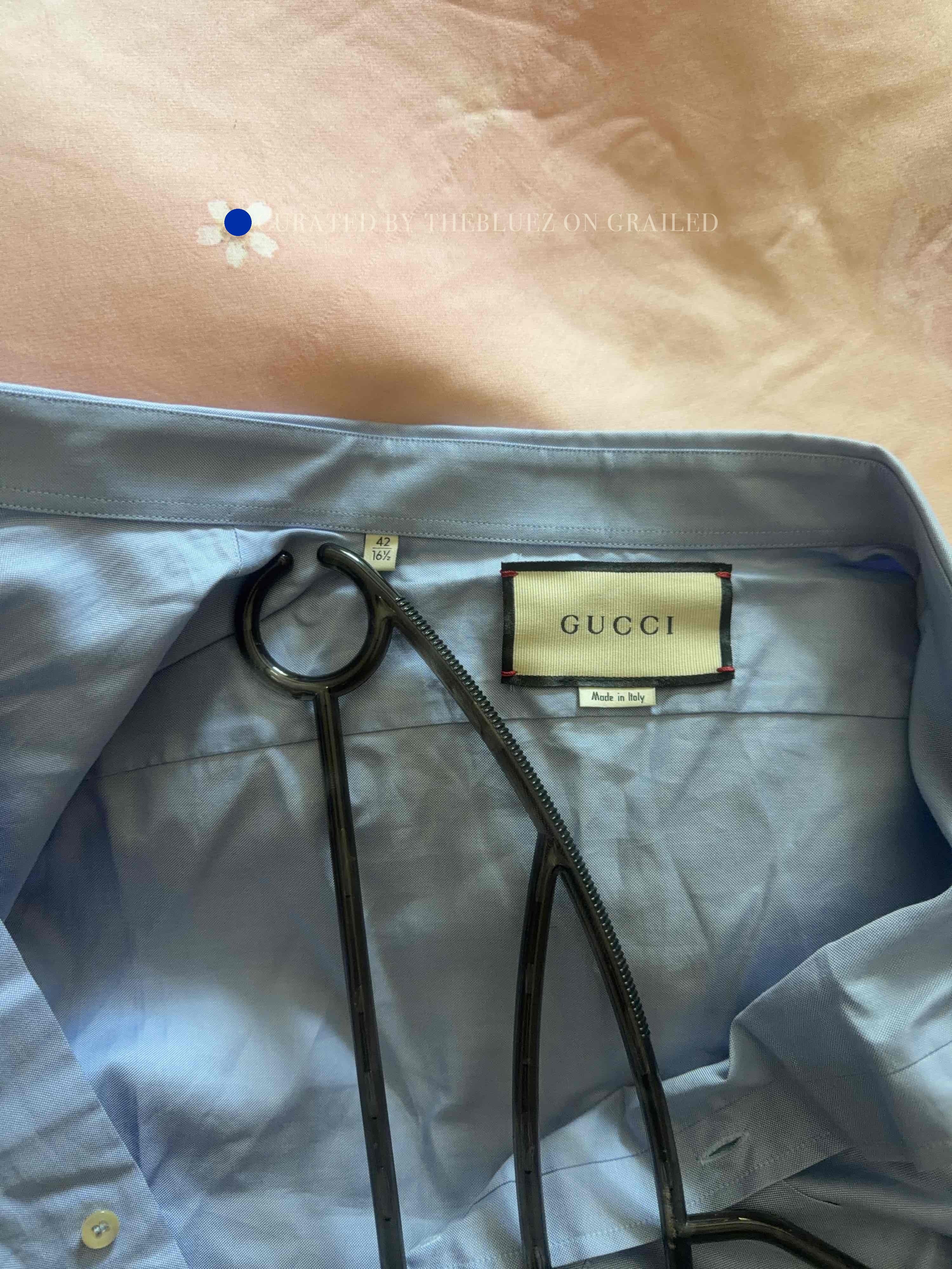 Gucci Embroidered Bee Oxford Shirt in Blue Size US XS / EU 42 / 0 - 3 Thumbnail