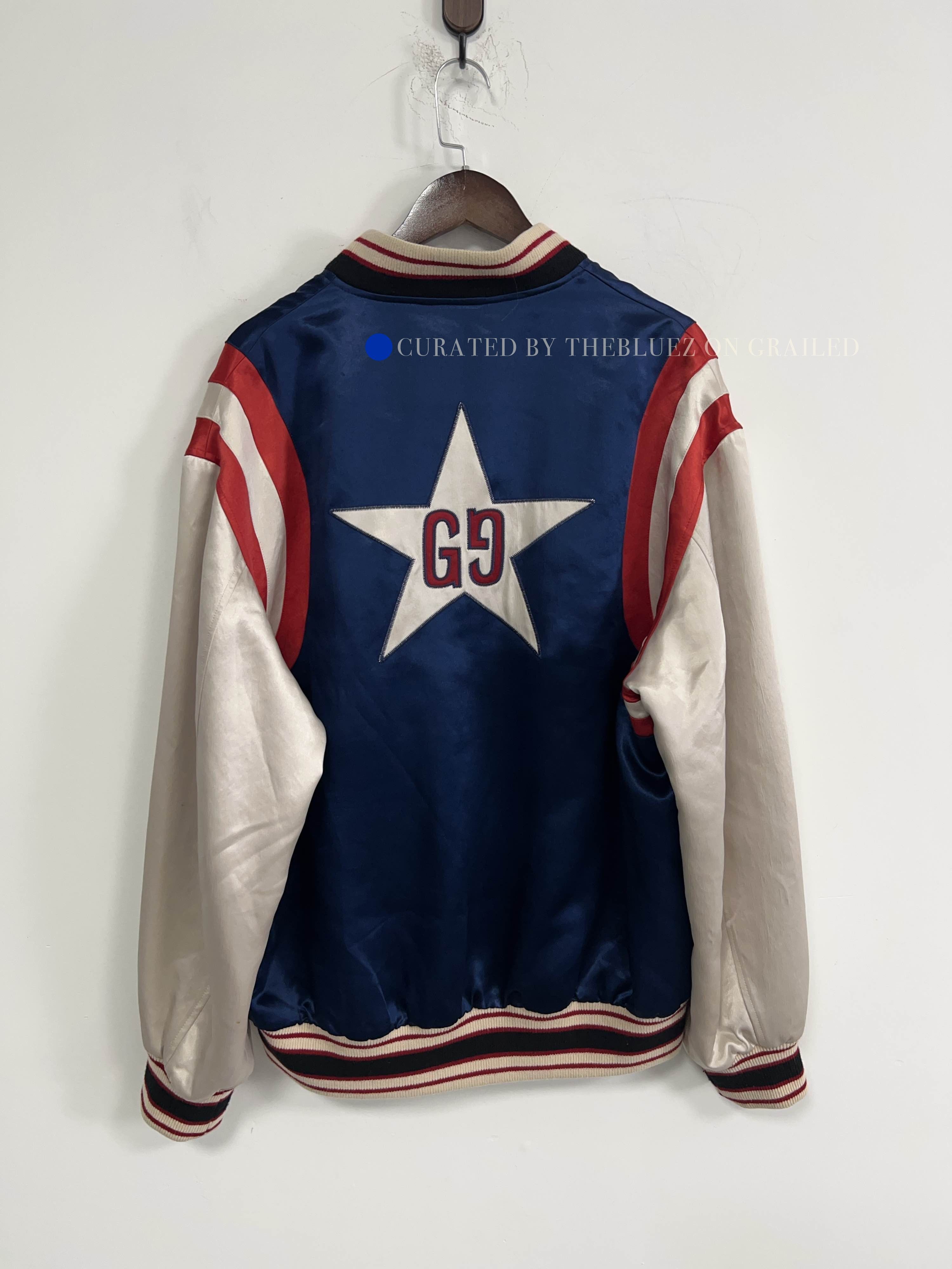 Gucci Star Logo Satin Bomber Jacket in Blue Size US M / EU 48-50 / 2 - 2 Thumbnail