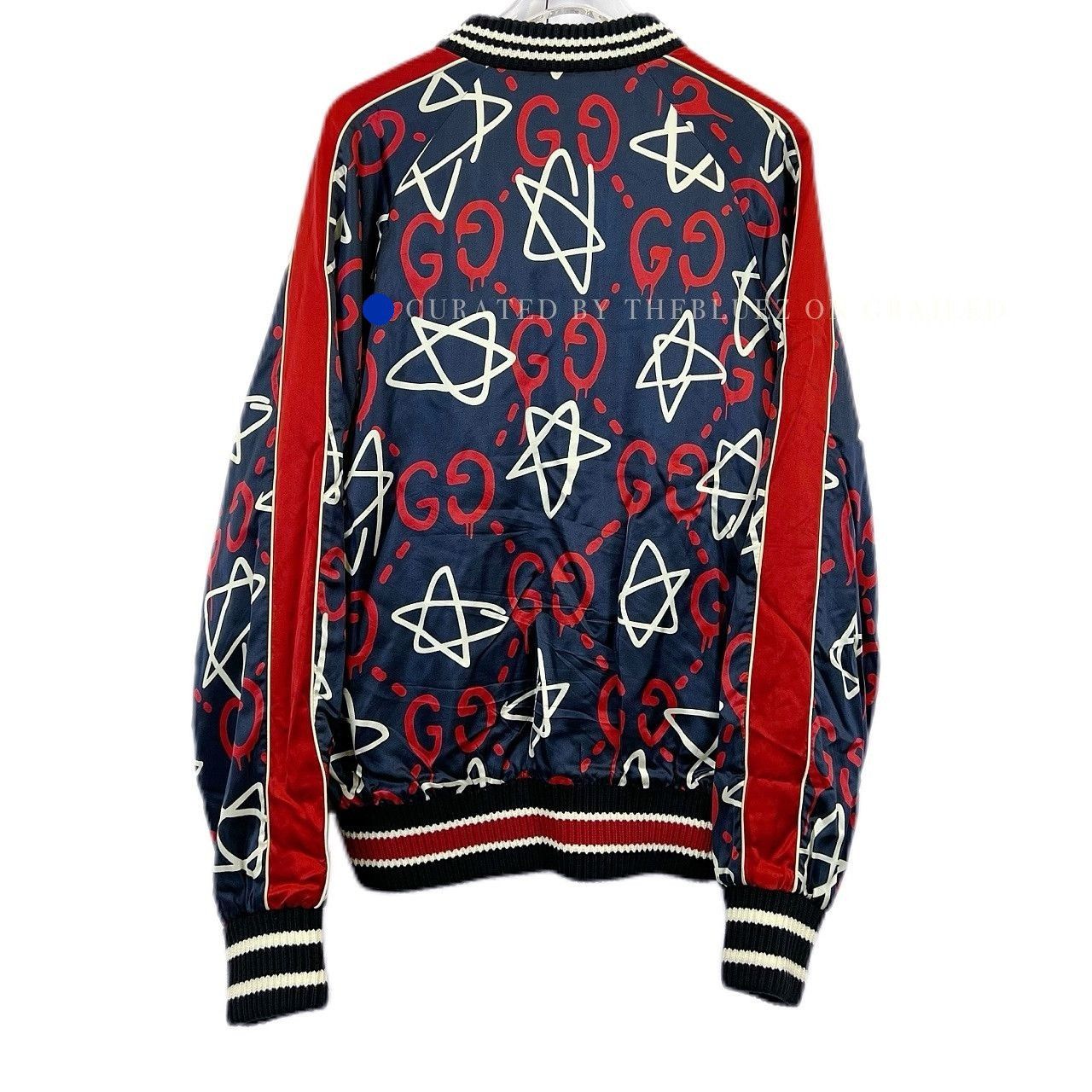 Gucci Star Print Satin Bomber Jacket in Blue Size US S / EU 44-46 / 1 - 2 Thumbnail