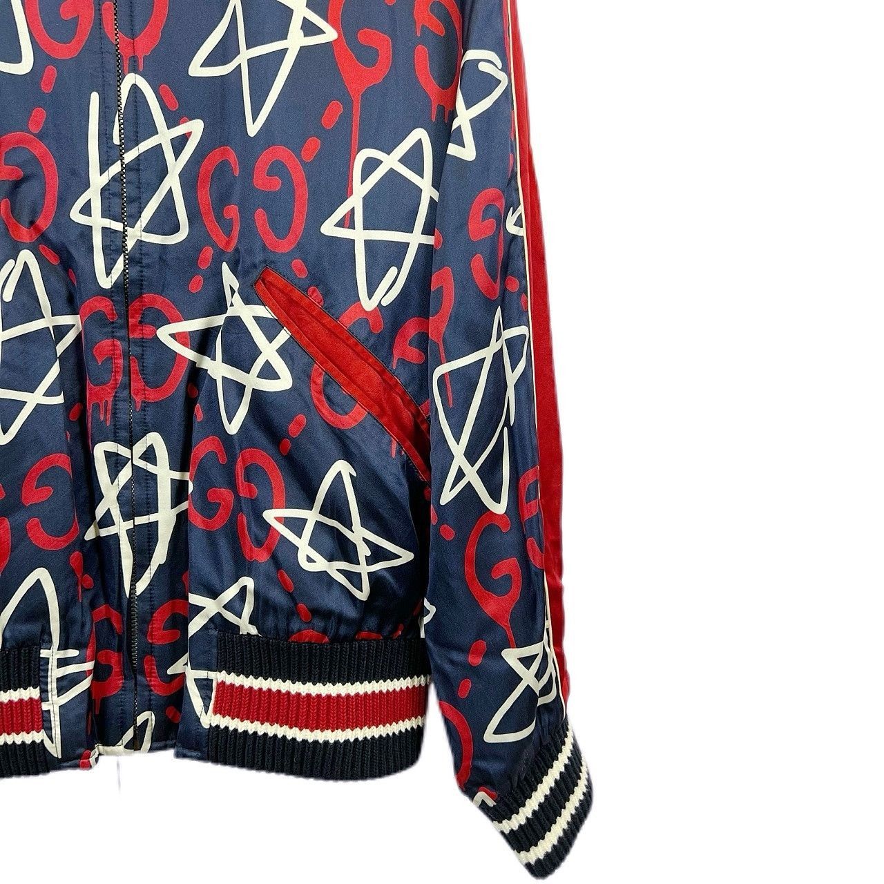 Gucci Star Print Satin Bomber Jacket in Blue Size US S / EU 44-46 / 1 - 7 Thumbnail