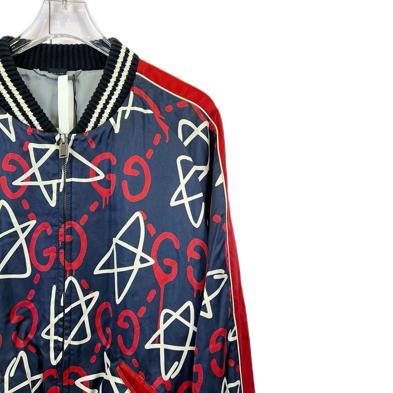 Gucci Star Print Satin Bomber Jacket in Blue Size US S / EU 44-46 / 1 - 8 Thumbnail