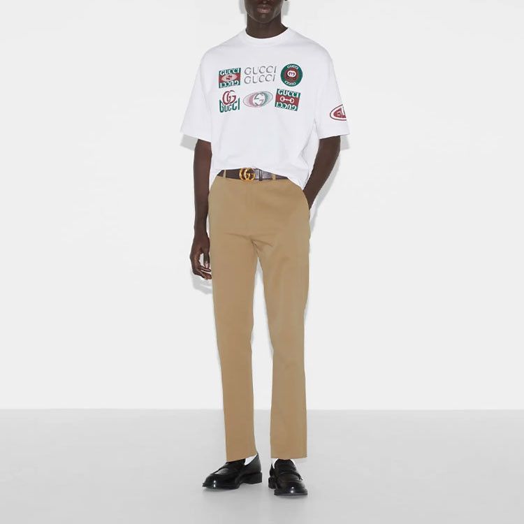 Gucci Multi Logo Print White Tee in Size XS Size US XS / EU 42 / 0 - 9 Thumbnail