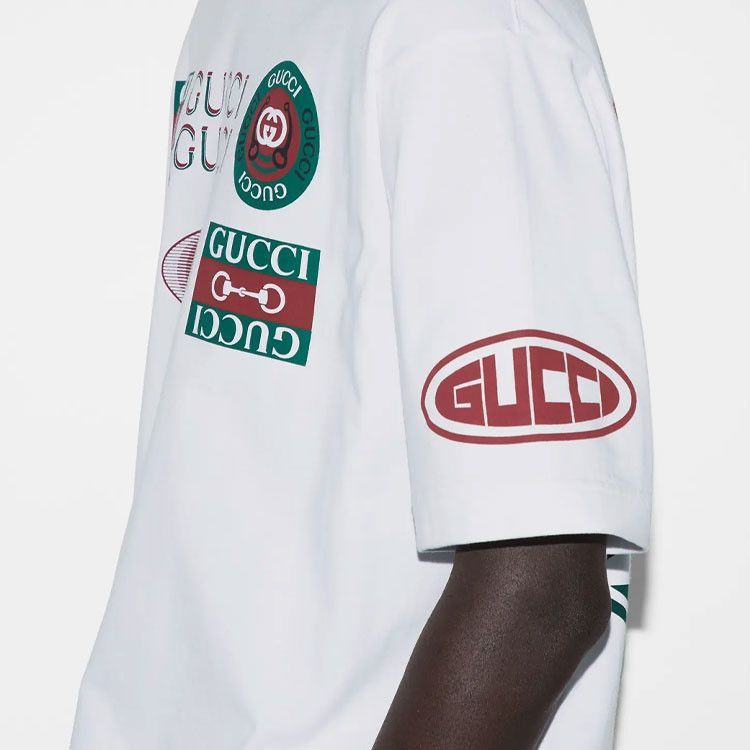 Gucci Multi Logo Print White Tee in Size XS Size US XS / EU 42 / 0 - 13 Thumbnail