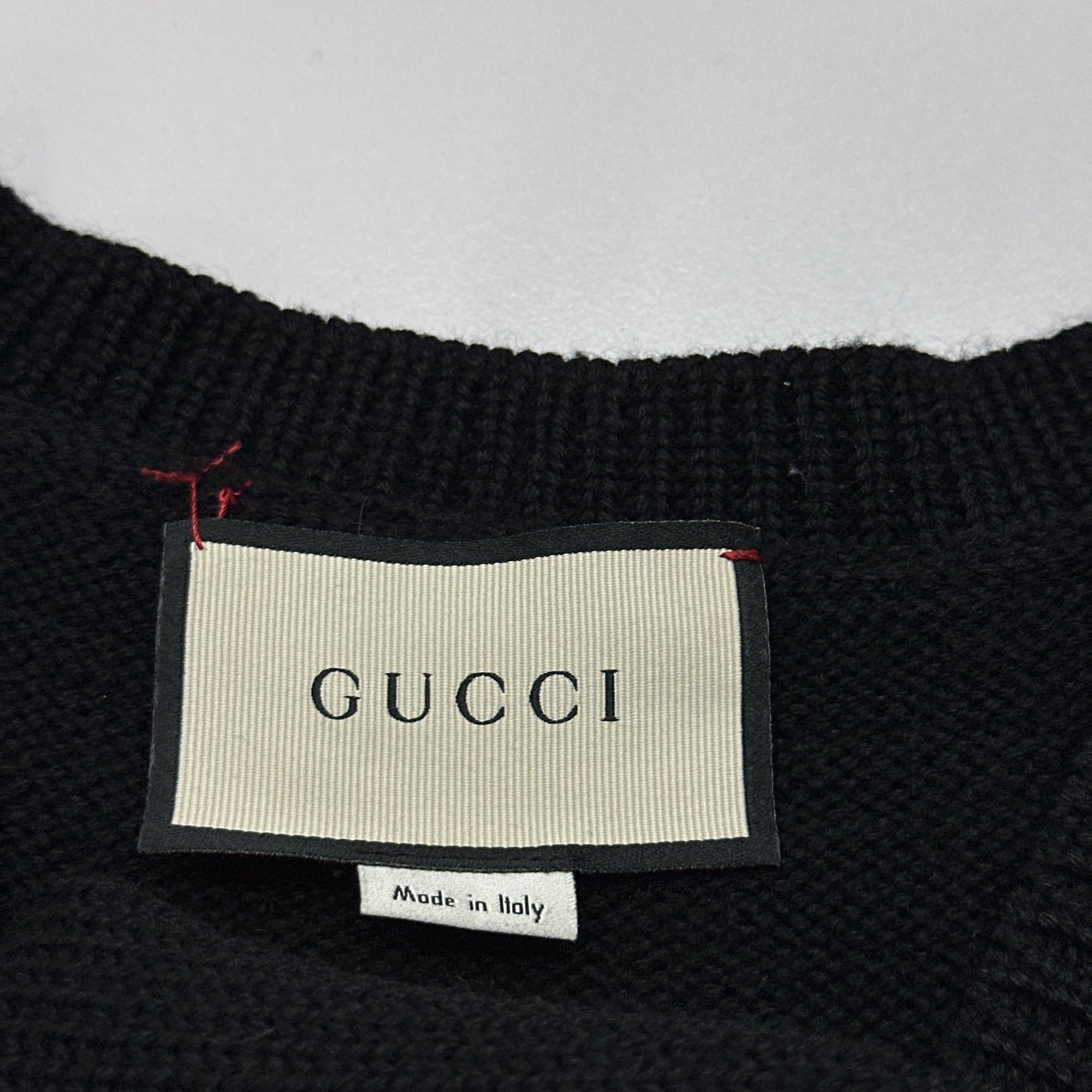 Gucci Black V-Neck Sweater with Bee Embroidery Size US L / EU 52-54 / 3 - 5 Thumbnail