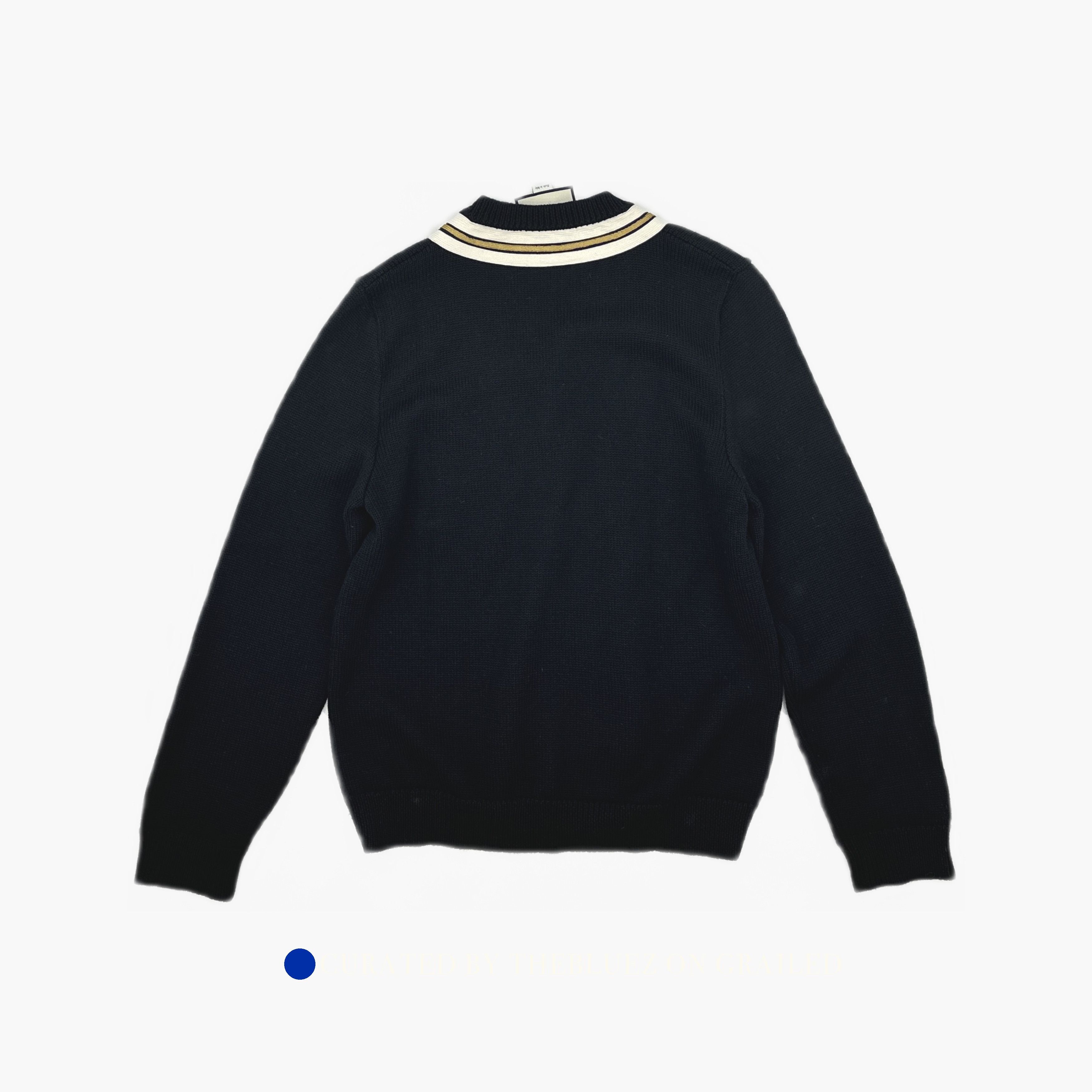 Gucci Black V-Neck Sweater with Bee Embroidery Size US L / EU 52-54 / 3 - 2 Thumbnail