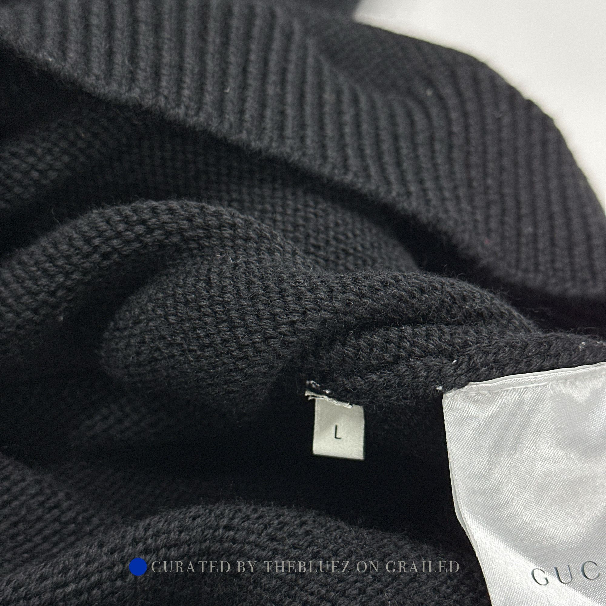 Gucci Black V-Neck Sweater with Bee Embroidery Size US L / EU 52-54 / 3 - 3 Thumbnail