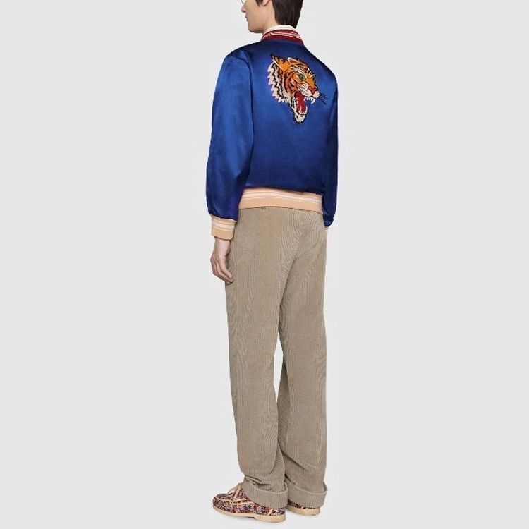 Gucci Reversible Blue Tiger Embroidered Bomber Jacket Size US M / EU 48-50 / 2 - 9 Thumbnail