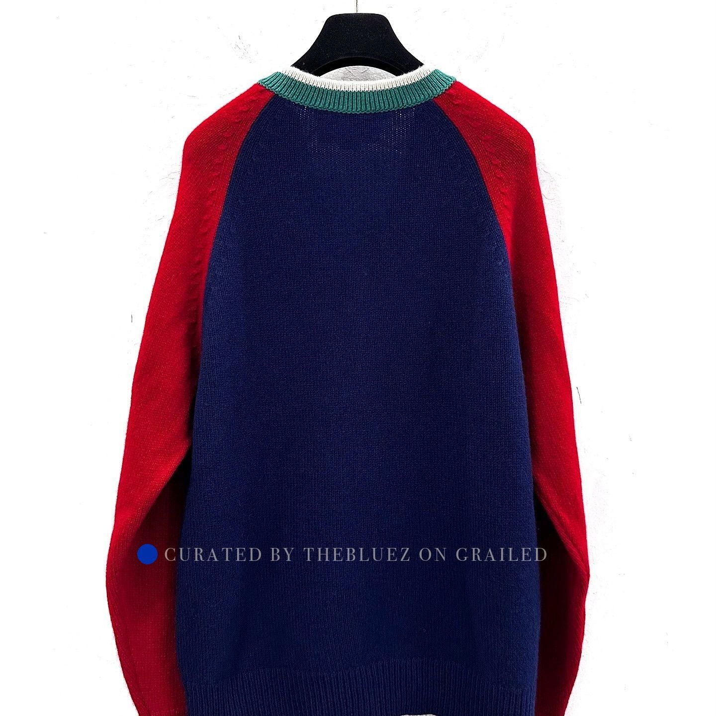 Gucci Blue V-Neck Sweater with Lyre Patch Size US XS / EU 42 / 0 - 2 Thumbnail
