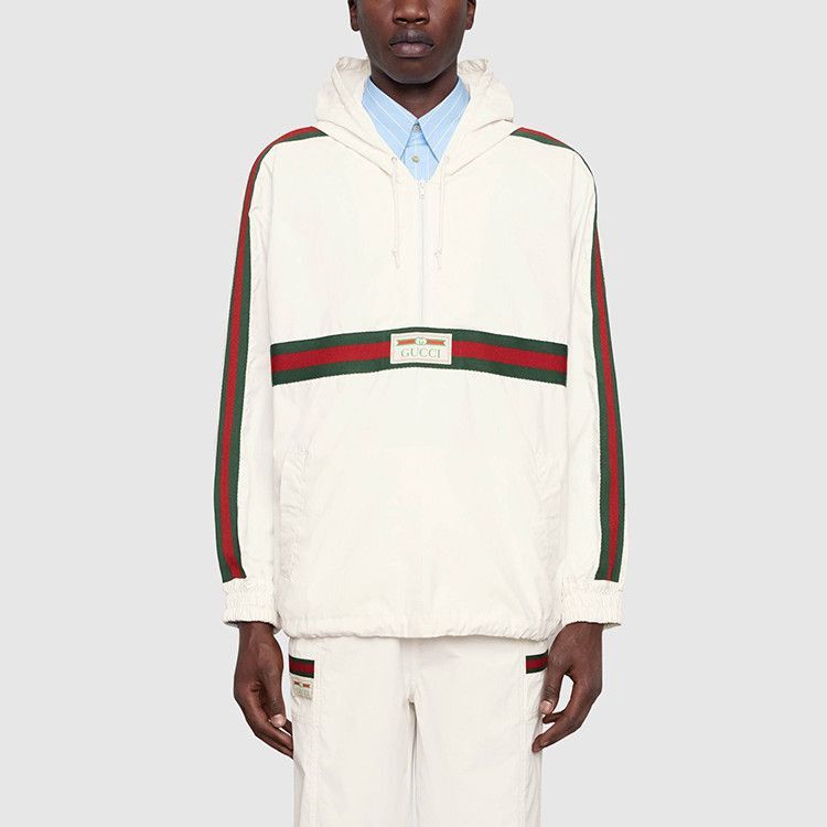 Gucci Web Stripe Half Zip Windbreaker in White Size US M / EU 48-50 / 2 - 6 Thumbnail