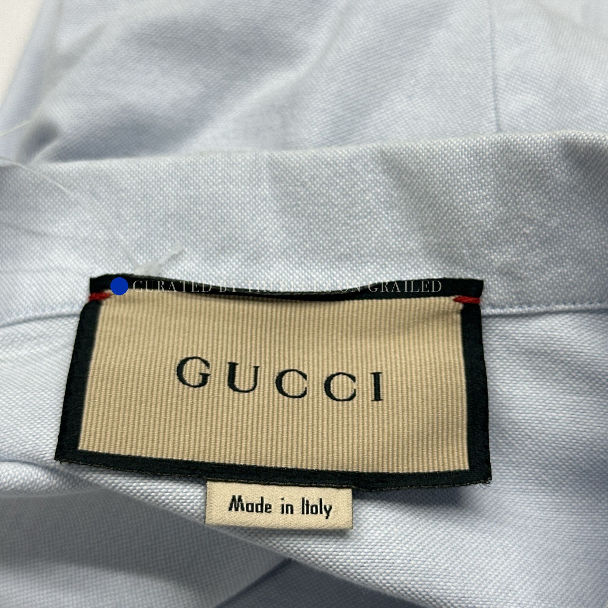 Gucci Blue Animal Embroidery Button-Up Shirt Size US M / EU 48-50 / 2 - 3 Thumbnail