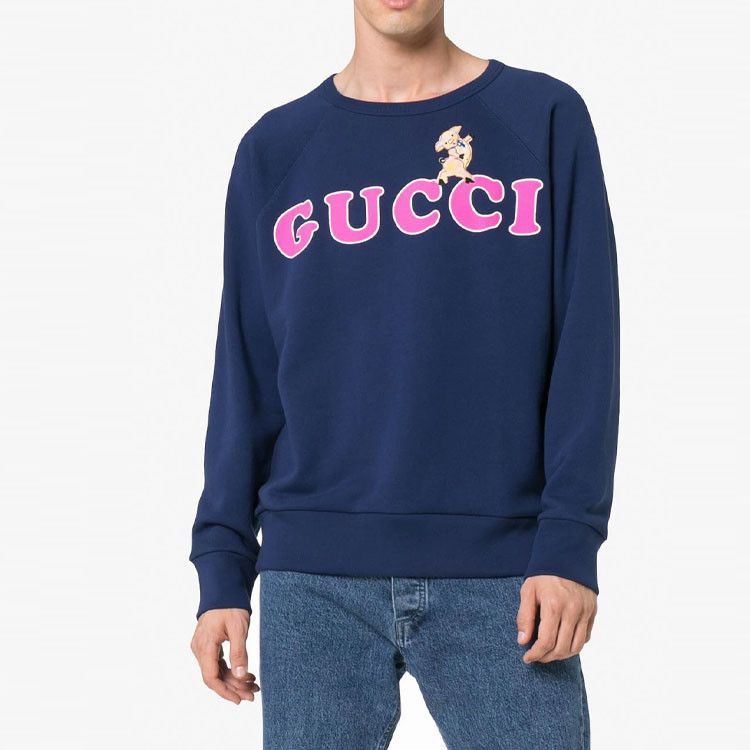 Gucci Stylish Pig Logo Sweatshirt in Blue Size US L / EU 52-54 / 3 - 8 Thumbnail