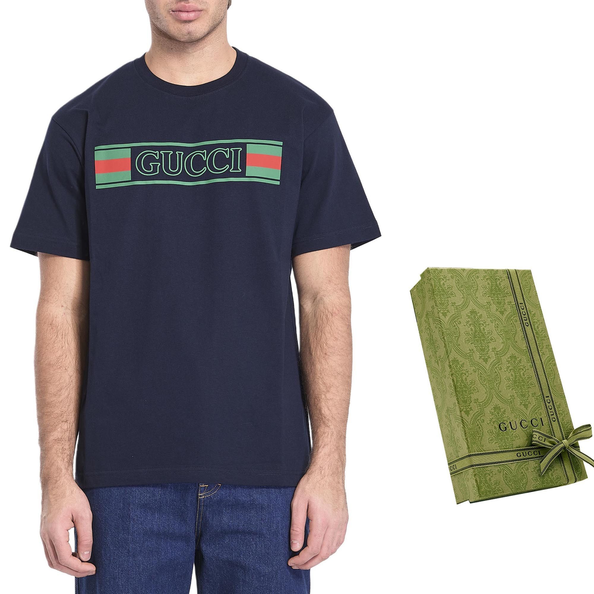 Gucci Logo Print T-Shirt in Blue Size US S / EU 44-46 / 1 - 10 Thumbnail
