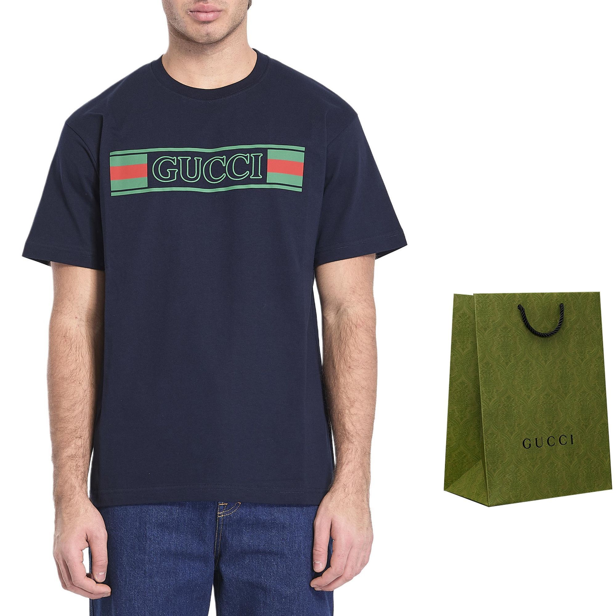 Gucci Logo Print T-Shirt in Blue Size US S / EU 44-46 / 1 - 8 Thumbnail