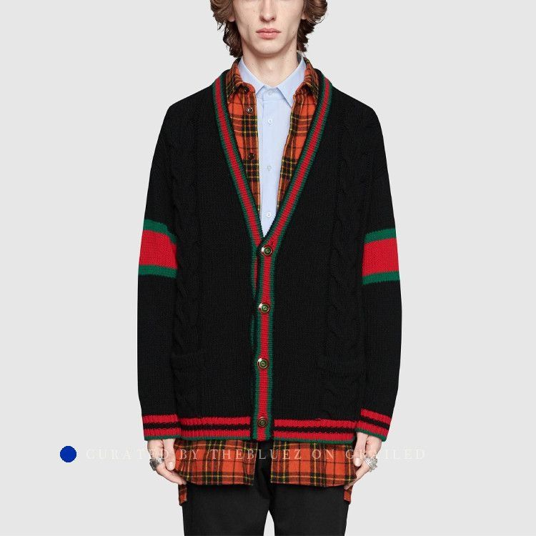 Gucci Striped Black Wool V-Neck Cardigan Size US M / EU 48-50 / 2 - 13 Thumbnail