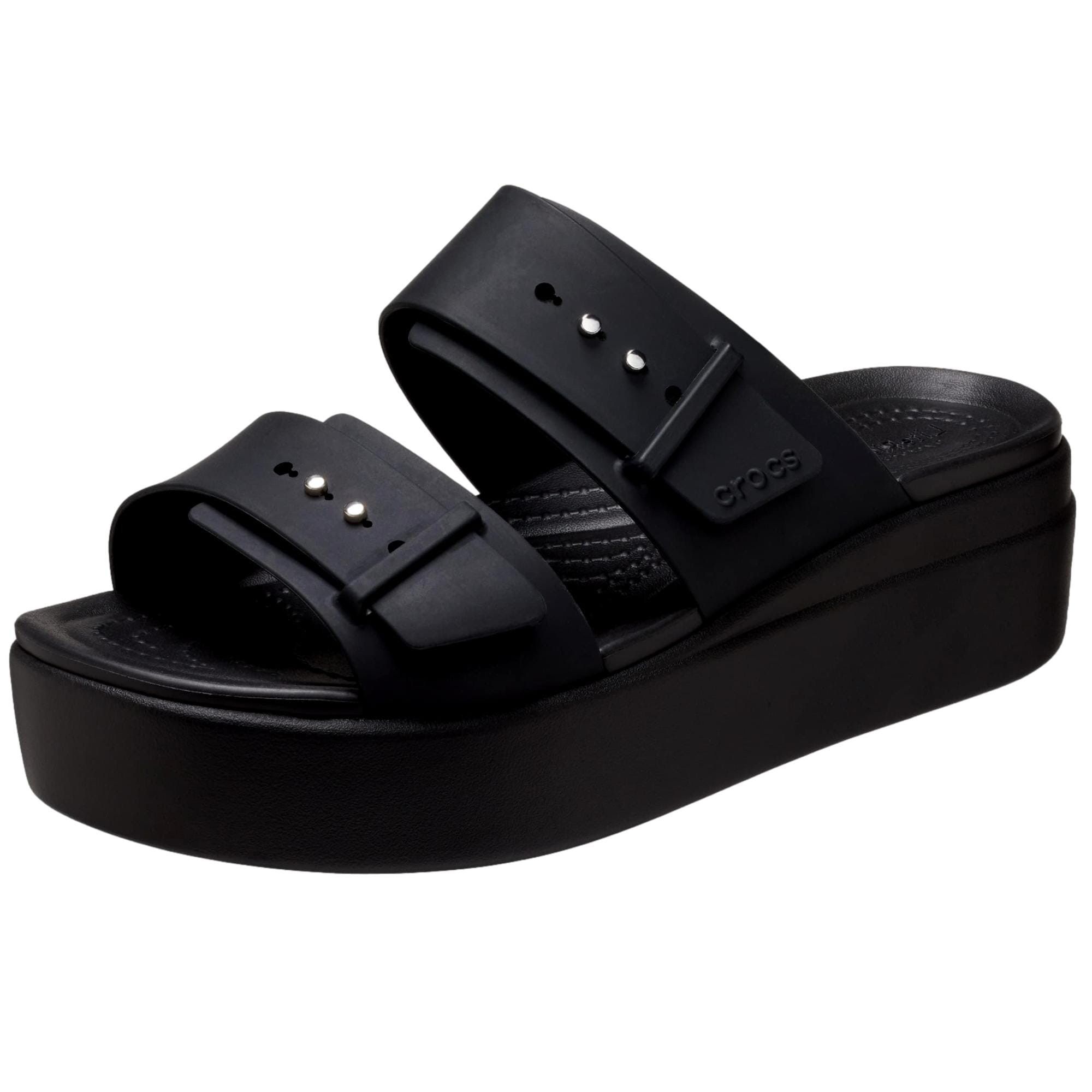 Crocs Brooklyn Buckle Low Wedge Black 207431-001 Size US 8 / IT 38 - 4 Thumbnail