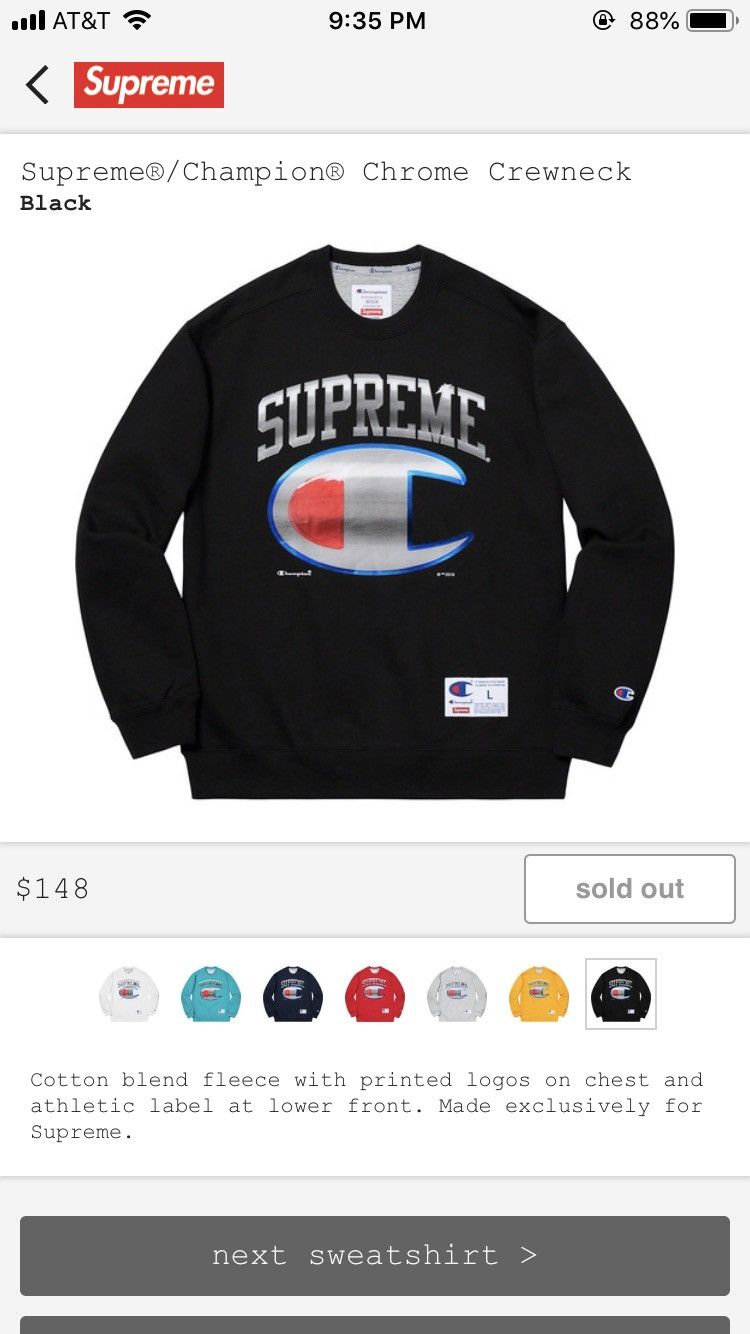 Supreme champion chrome crewneck clearance