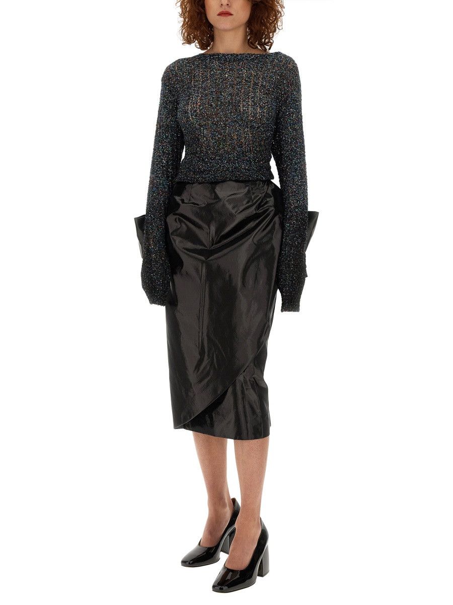 Maison Margiela MAISON MARGIELA SKIRT WITH BOW - BLACK (IT 36) Size 36" / US 14 / IT 50 - 2 Thumbnail