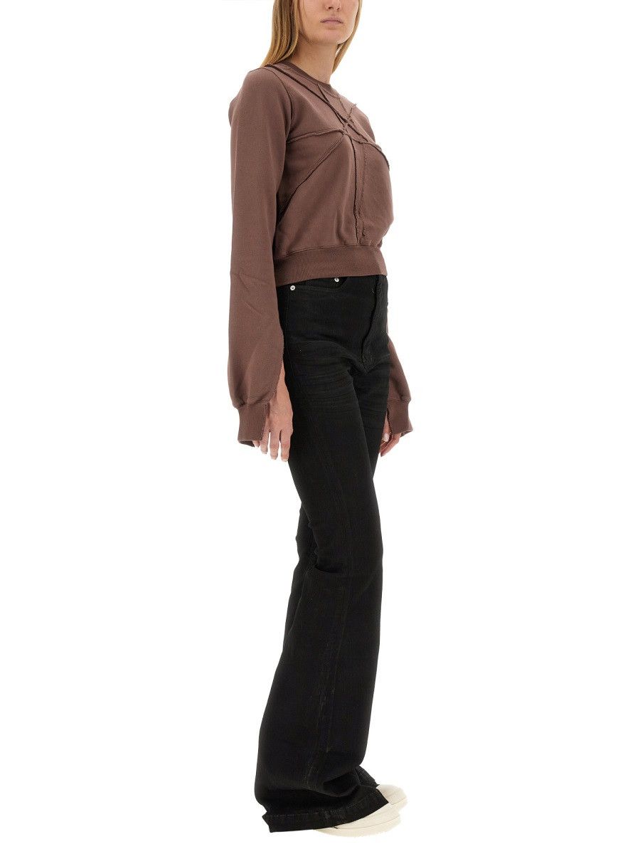 Rick Owens Drkshdw RICK OWENS DRKSHDW CROPPED SWEATSHIRT - BROWN Size S / US 4 / IT 40 - 2 Thumbnail