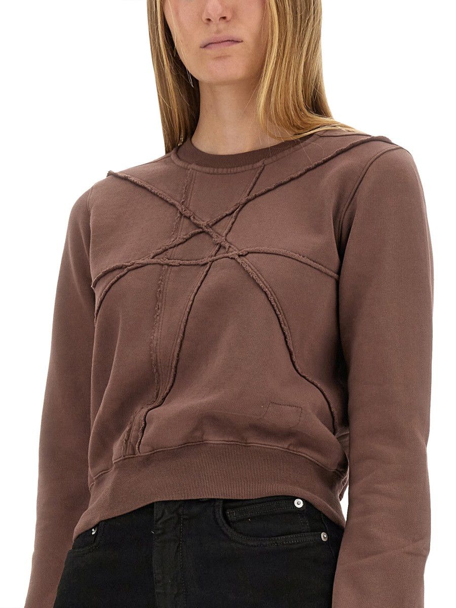 Rick Owens Drkshdw RICK OWENS DRKSHDW CROPPED SWEATSHIRT - BROWN Size L / US 10 / IT 46 - 4 Thumbnail