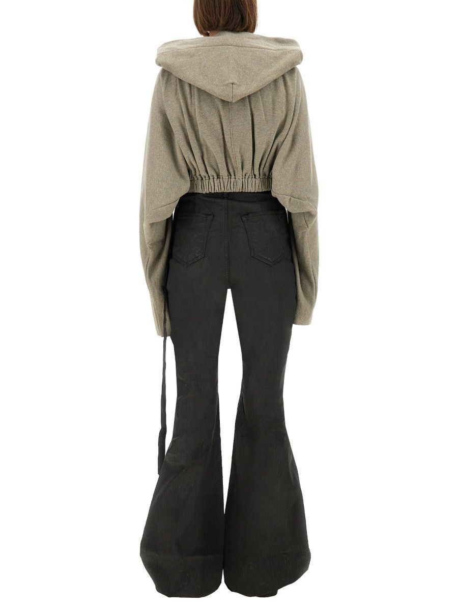 Rick Owens Drkshdw RICK OWENS DRKSHDW CROPPED HOODED TUNIC SWEATSHIRT - GREY Size ONE SIZE - 3 Thumbnail
