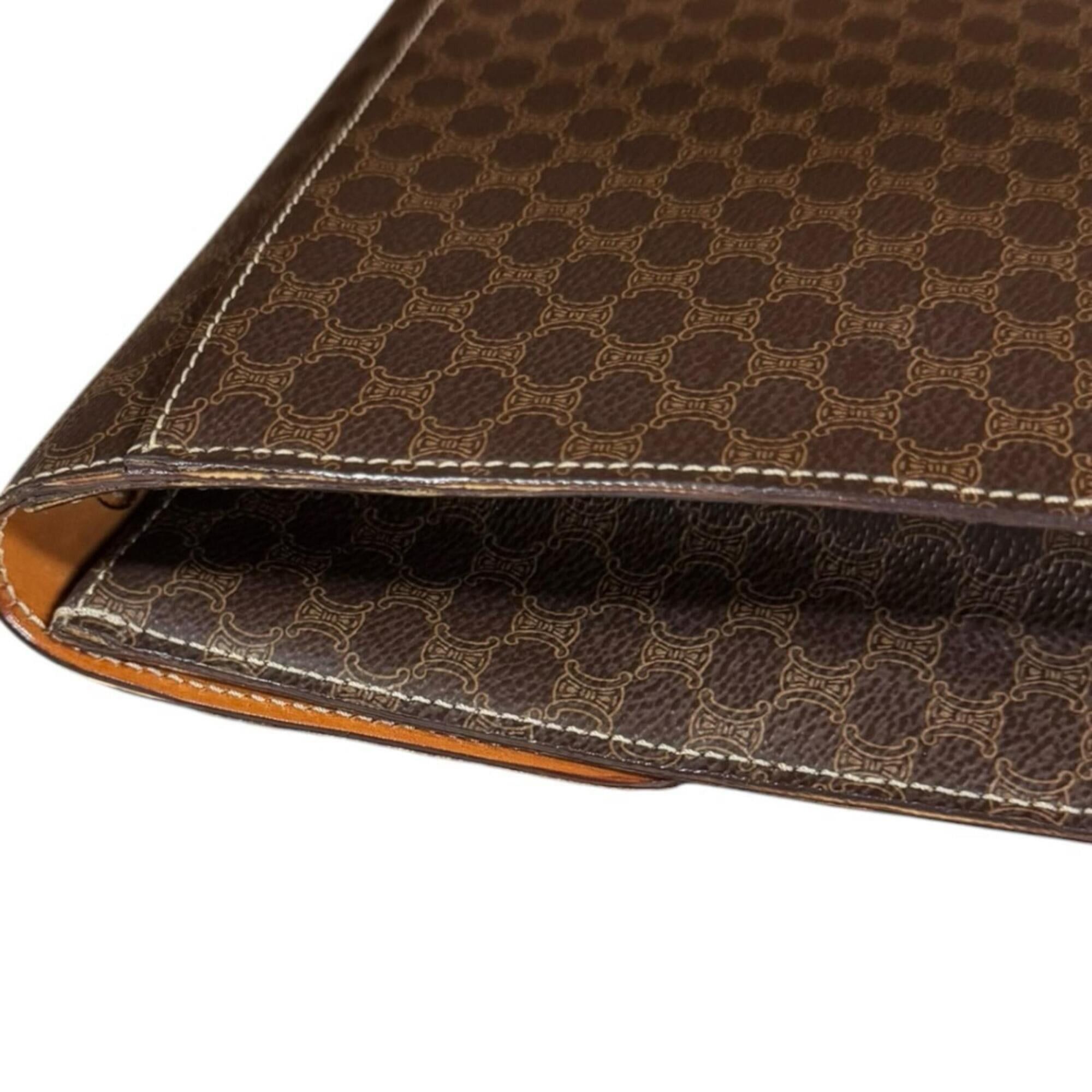 Celine Celine Macadam Shoulder Bag, Coated Canvas, Brown, Women's, CELINE 2-way Clutch Bag Size ONE SIZE - 14 Thumbnail