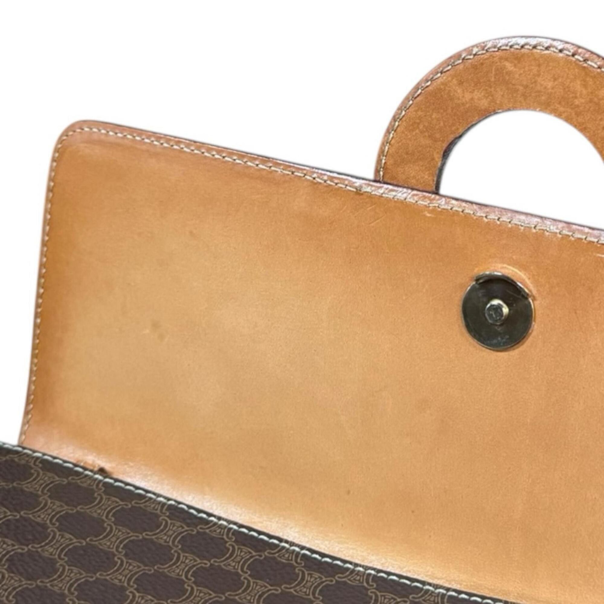 Celine Celine Macadam Shoulder Bag, Coated Canvas, Brown, Women's, CELINE 2-way Clutch Bag Size ONE SIZE - 7 Thumbnail