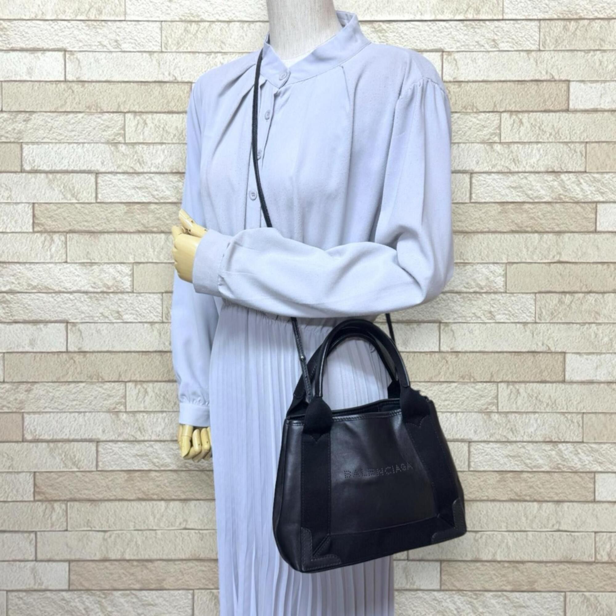 Balenciaga Balenciaga Navy Cabas XS Shoulder Bag, Leather 390346 Black, Women's, 2-way Size ONE SIZE - 2 Thumbnail