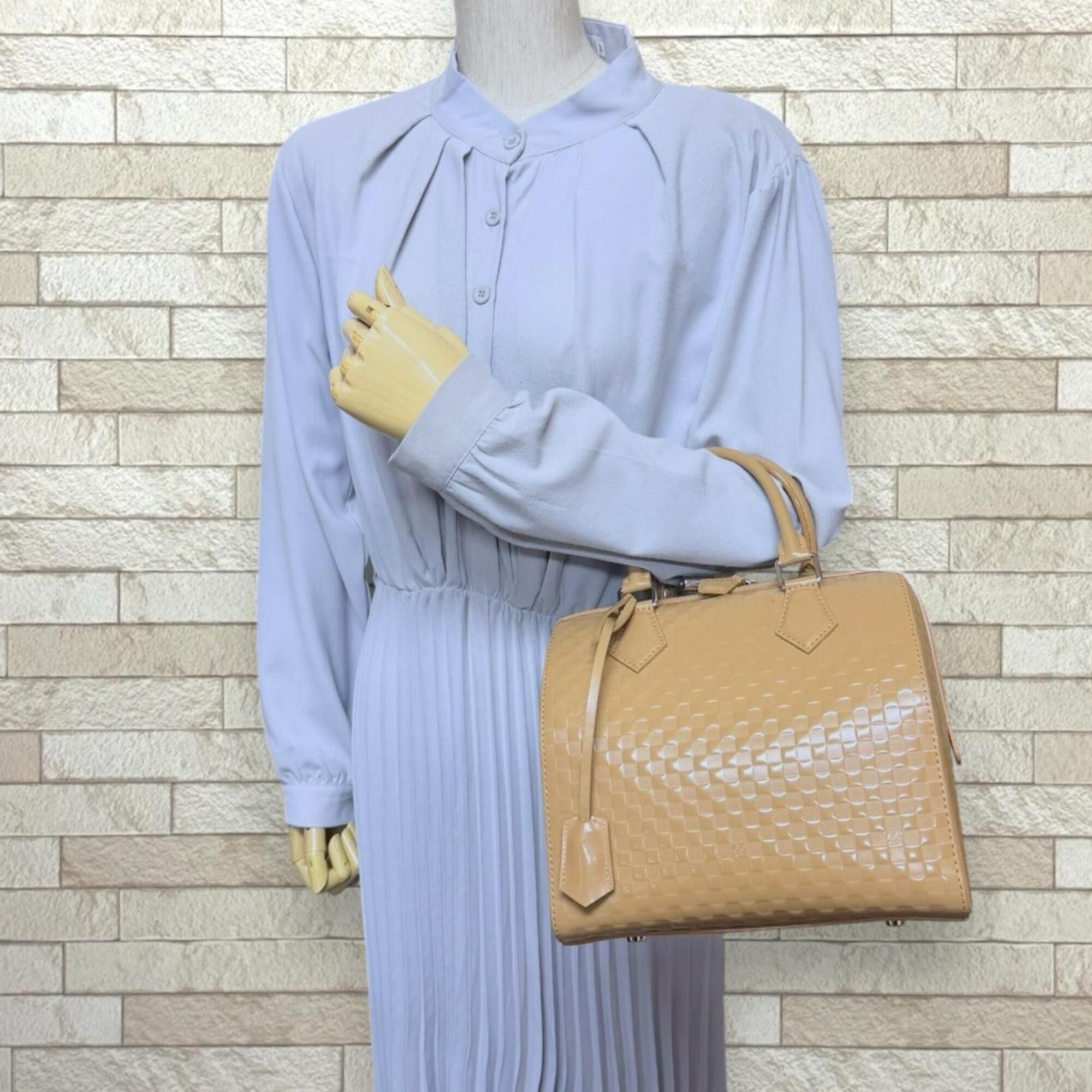 Louis Vuitton Louis Vuitton Speedy Cube MM Damier Facette Handbag, Beige, Women's Size ONE SIZE - 2 Thumbnail