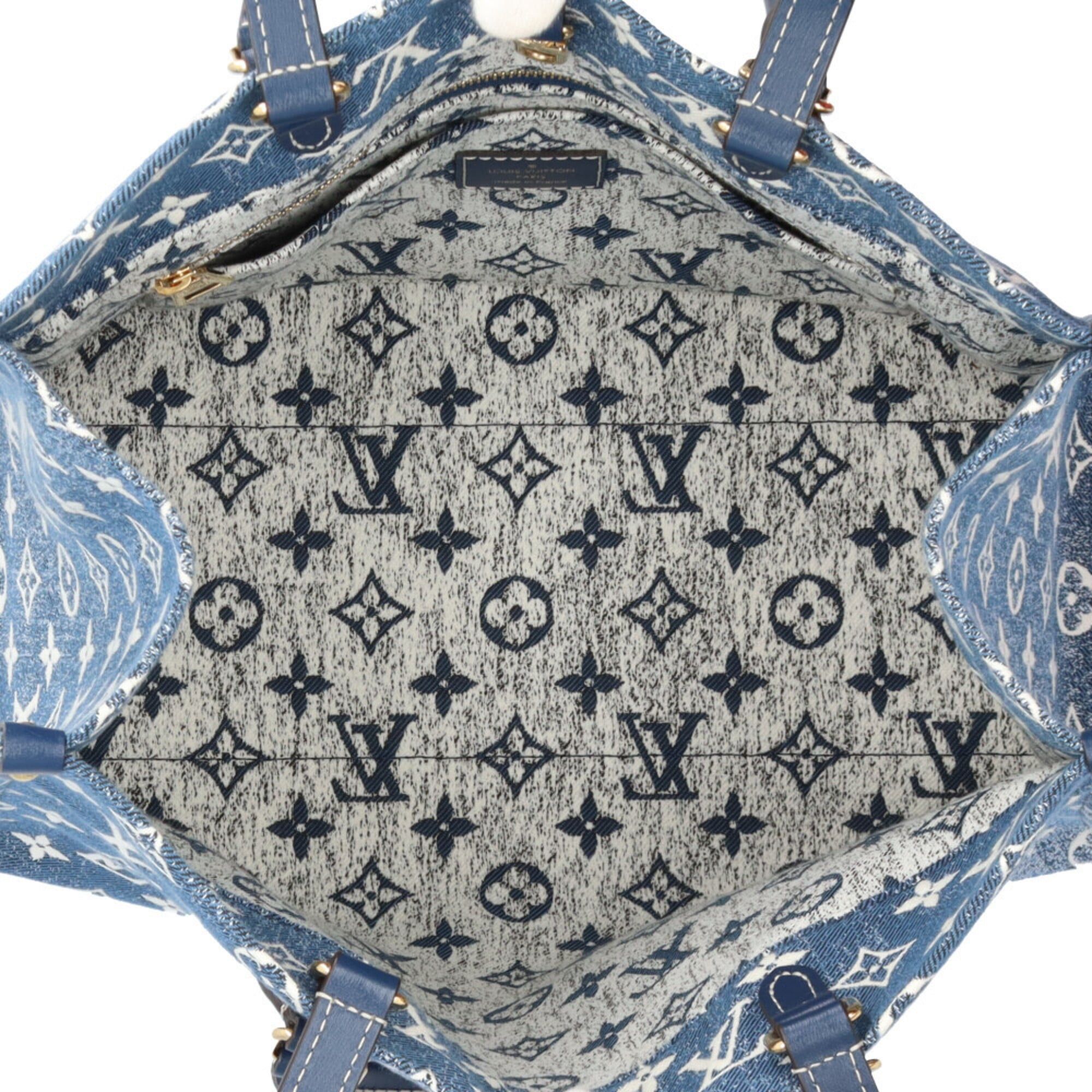 Louis Vuitton Louis Vuitton OnTheGo MM Monogram Jacquard Denim Shoulder Bag, M59608, Blue, Women's, 2-way Size ONE SIZE - 6 Thumbnail